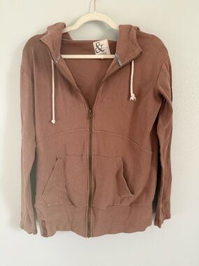 AMPERSAND AVE Women's Zip Hoodie in Dusty Pink Mauve Size Small